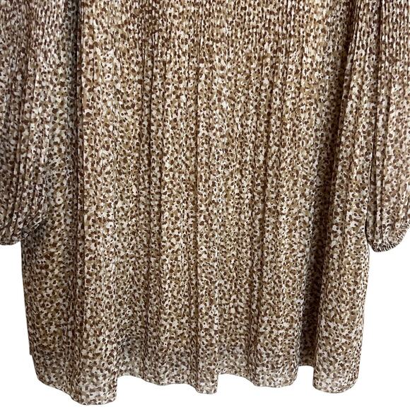 Wilfred Womens Daydreamer V-Neck Mini Dress Large Brown White Pleated Chiffon - Picture 3 of 7